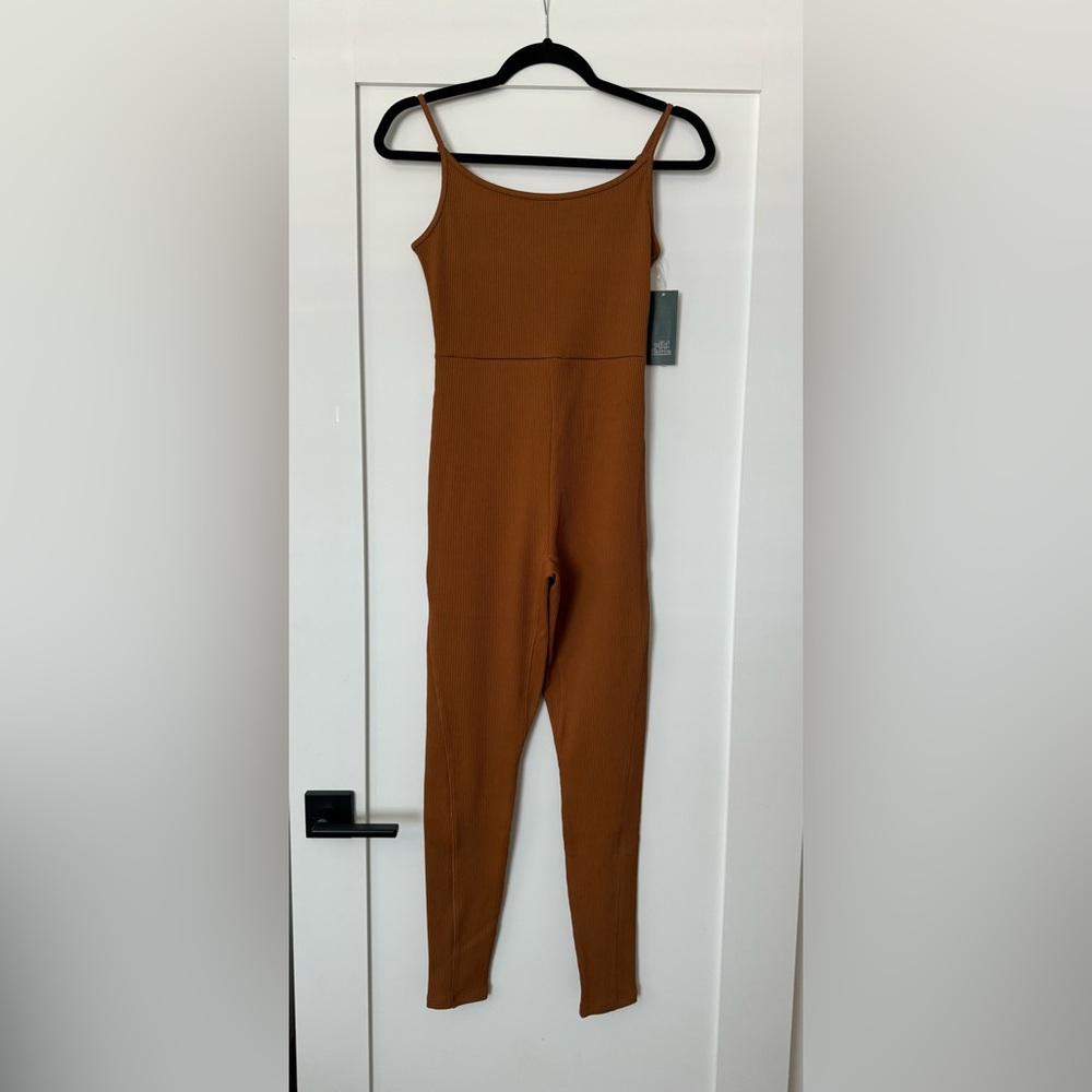 Wild Fable Brown Wide-Leg Jumpsuit with Belted Waist